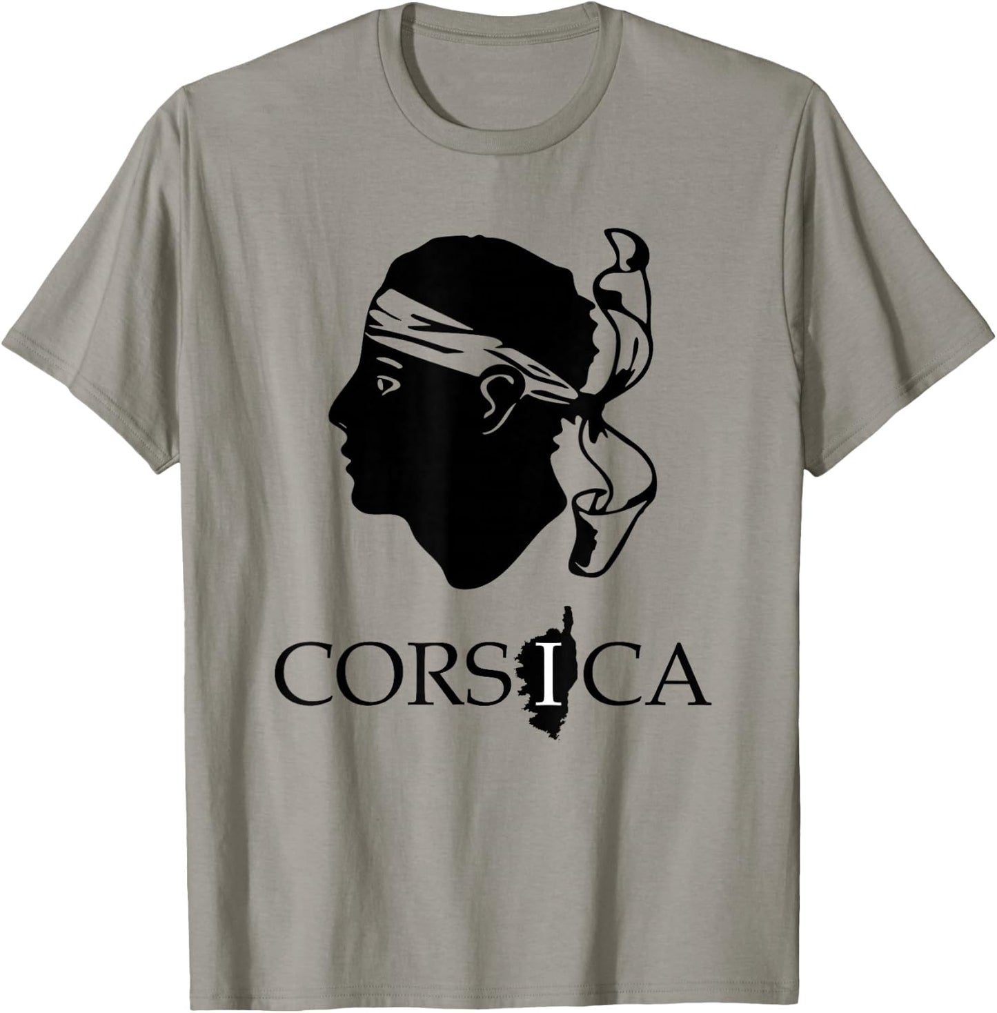Corsica Île de France with pirate head Corsica , grey, S T-Shirt - T-Shirt | Sand