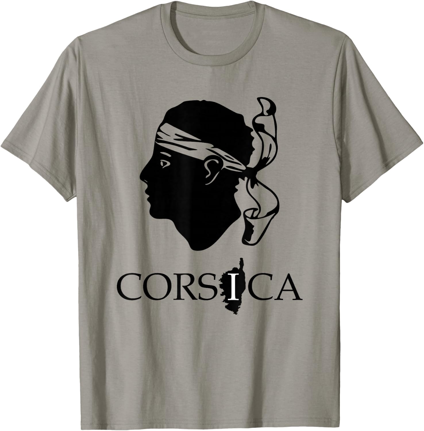 Corsica Île de France with pirate head Corsica , grey, S T-Shirt - T-Shirt | Sand