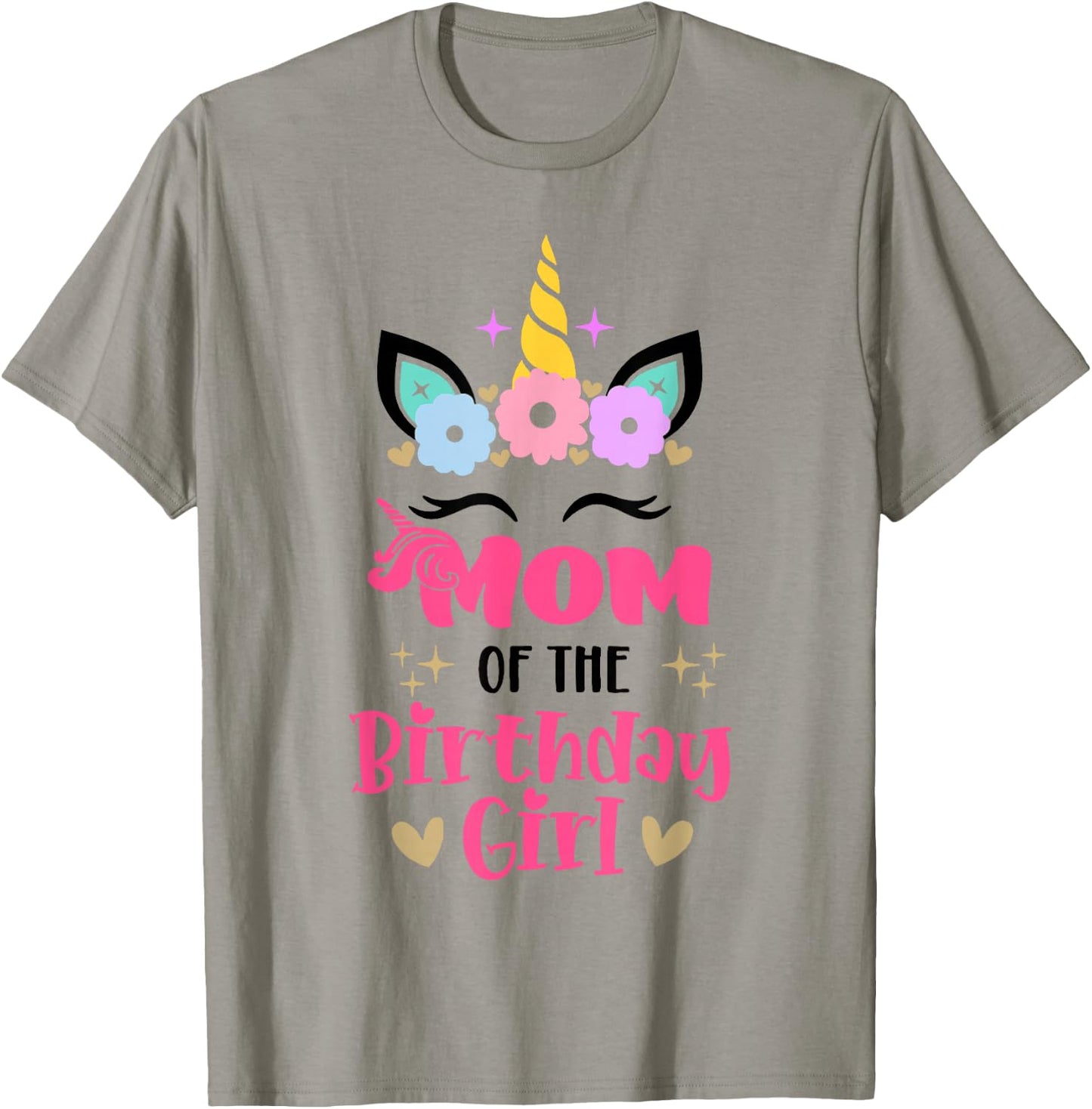Mom of The Birthday Girl Family Matching Unicorn Birthday T-Shirt - T-Shirt | Sand