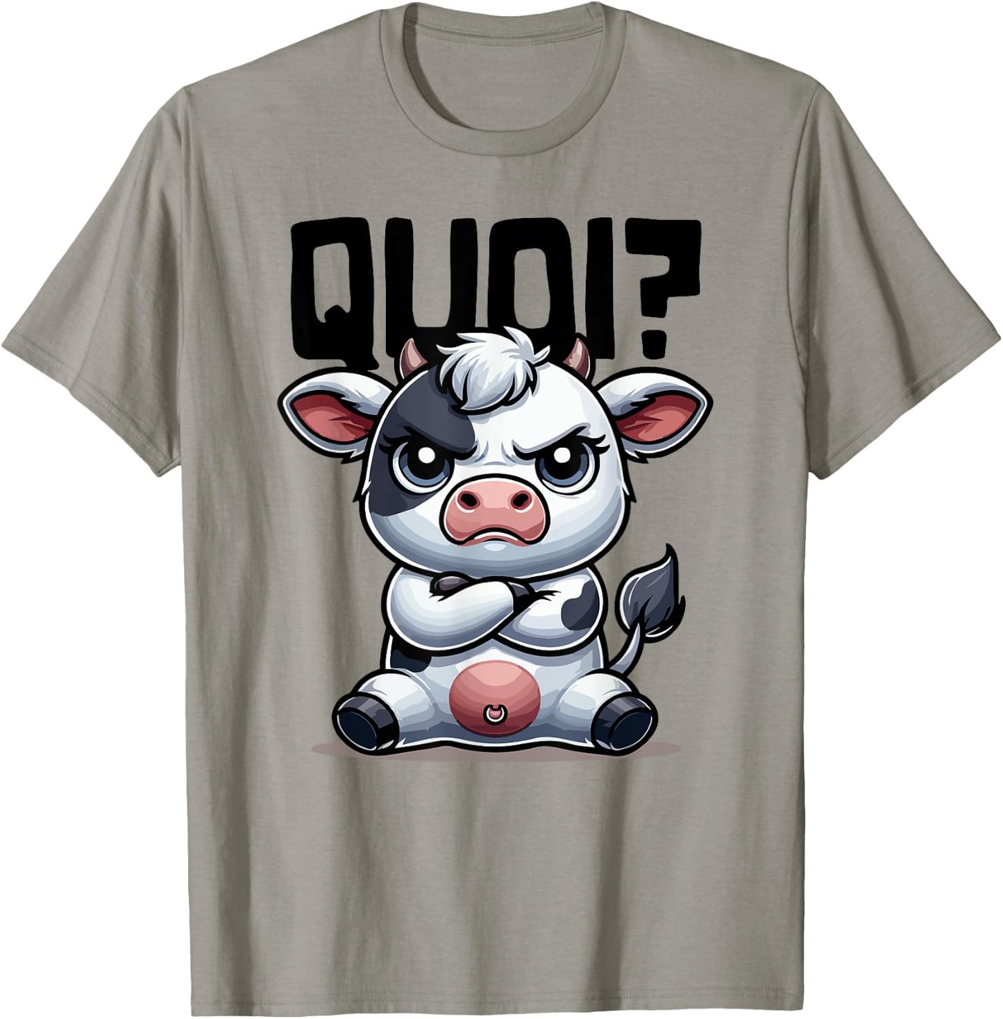 What Shirt Cow Woman Girl Boy Idea Humour Cow , white, S T-Shirt - T-Shirt | Sand