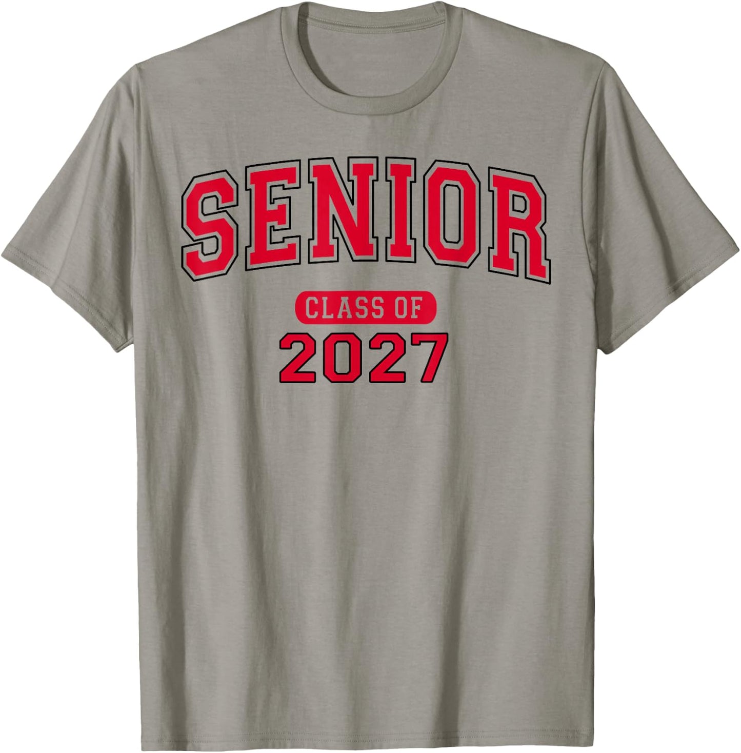 Senior Class of 2027 Graduation Varsity Red Black Letters T-Shirt - T-Shirt | Sand
