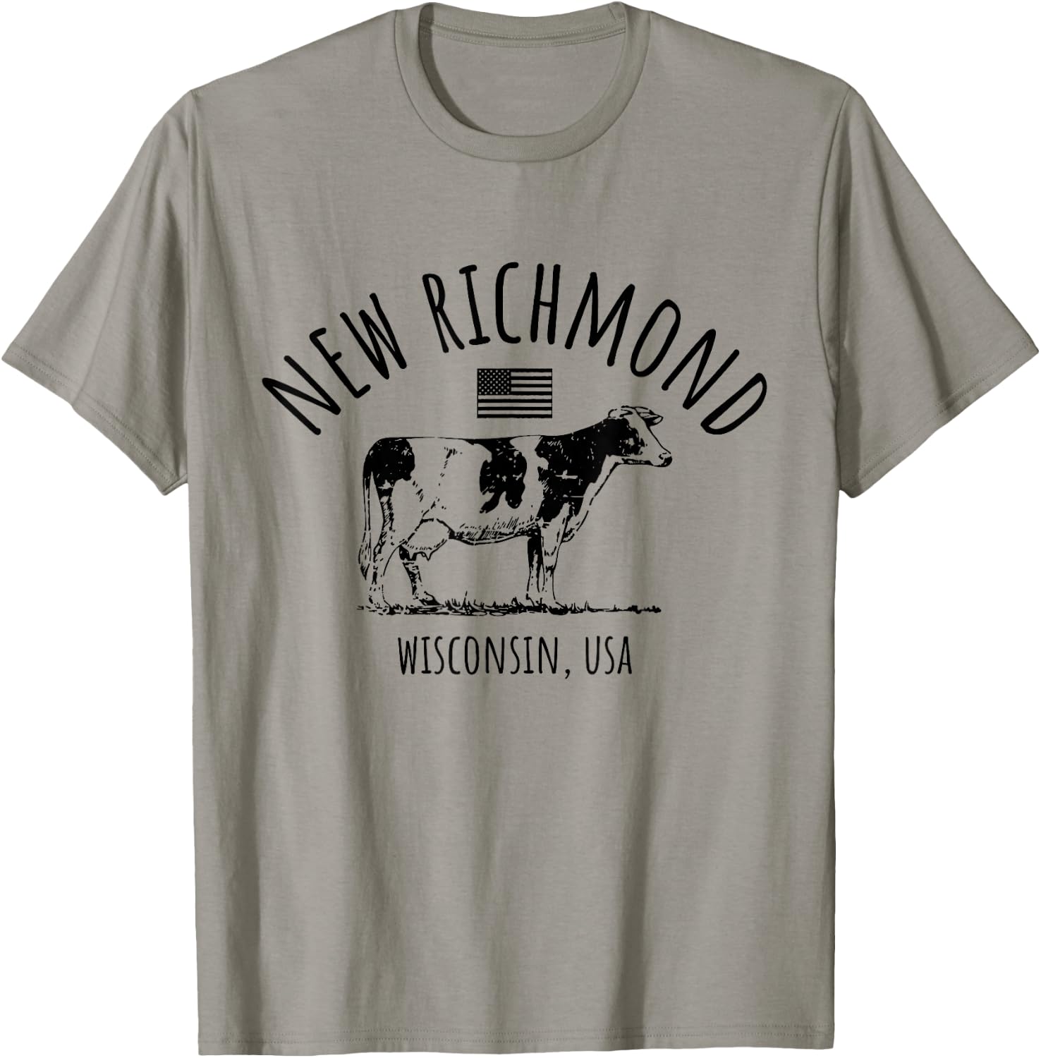 New Richmond Wisconsin USA Retro Cow Vintage Style Design T-Shirt - T-Shirt | Sand