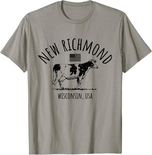 New Richmond Wisconsin USA Retro Cow Vintage Style Design T-Shirt - T-Shirt | Sand