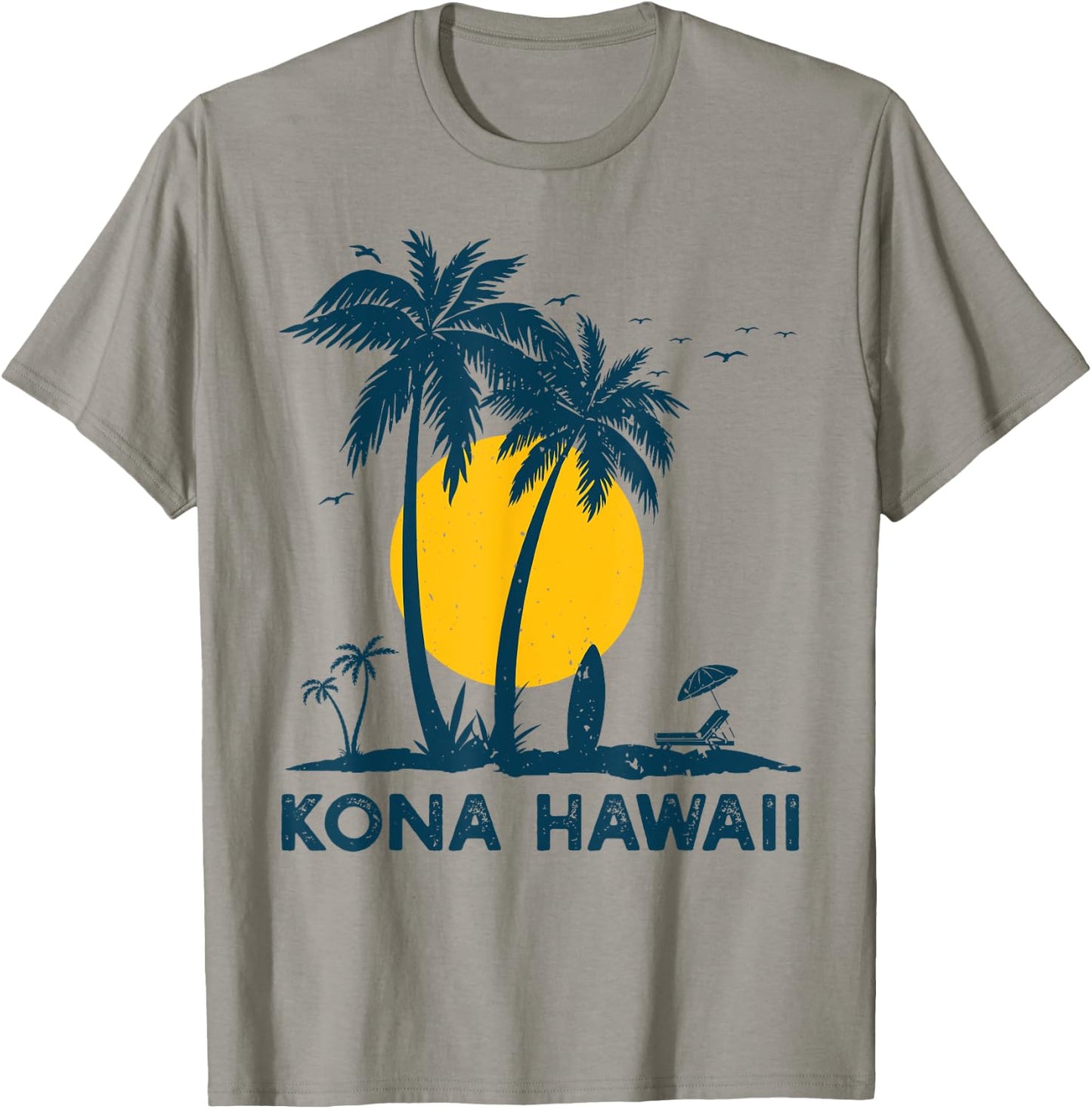 Kona Hawaii Palm Trees Surf Retro Hawaiian T-Shirt - T-Shirt | Sand
