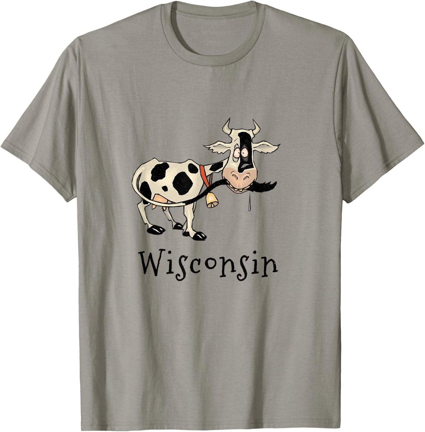 Wisconsin Silly Funny Whimsy Dairy Cow Farm Holstein T-Shirt - T-Shirt | Sand