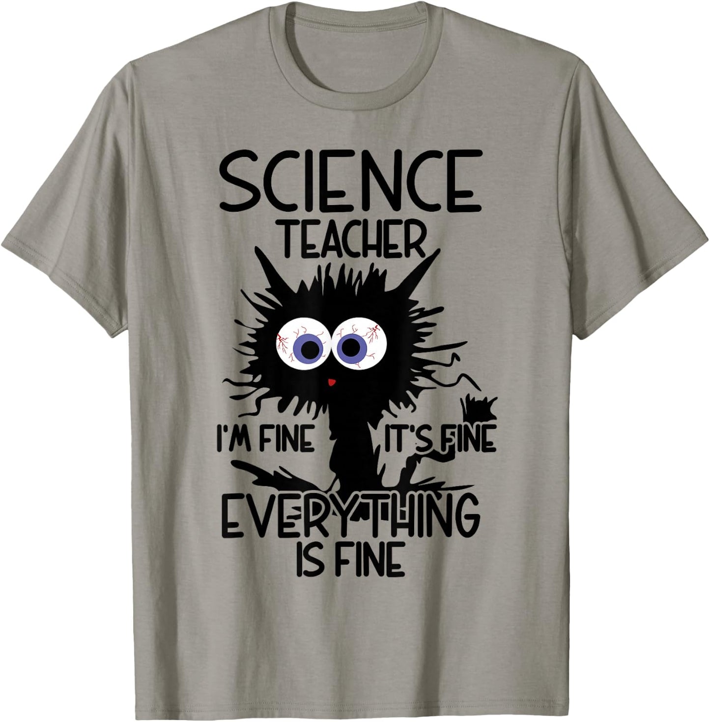 Science Teacher Appreciation Merch -Adults, -Youth Grey Classic Fit Modern Science Theme Cartoon T-Shirt - T-Shirt | Sand
