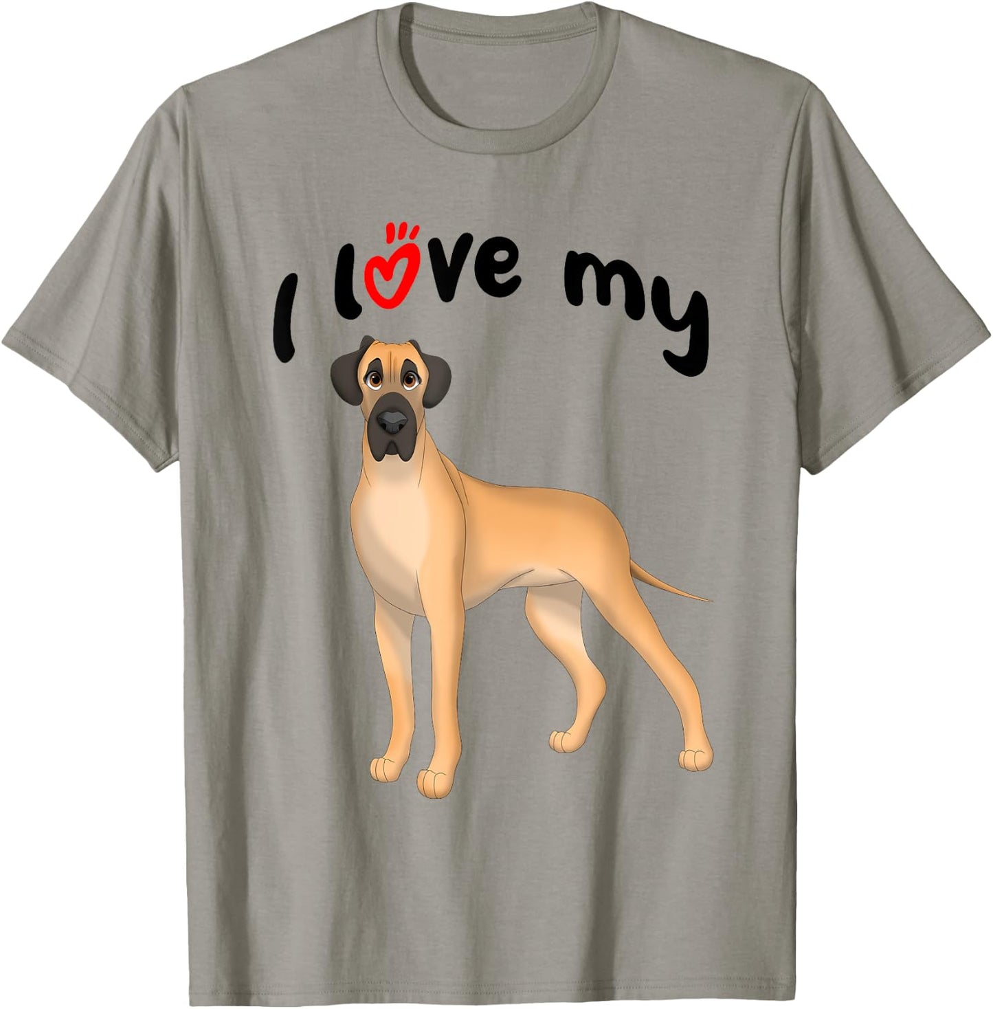 I Love My Fawn Great Dane Dog T-Shirt - T-Shirt | Sand