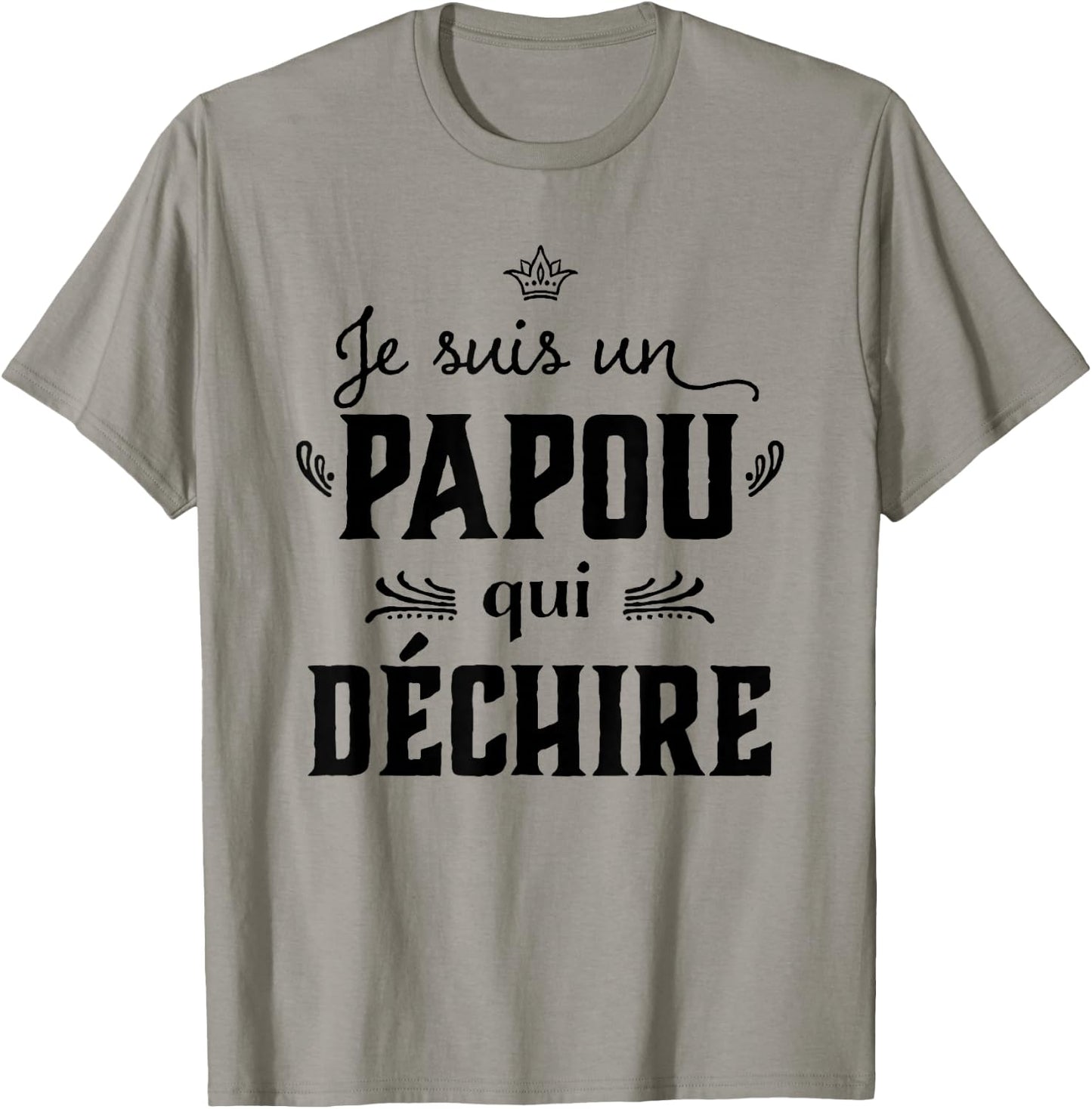 Papou qui rips Grandpa Funny Father's Day 2024 , white, S T-Shirt - T-Shirt | Sand