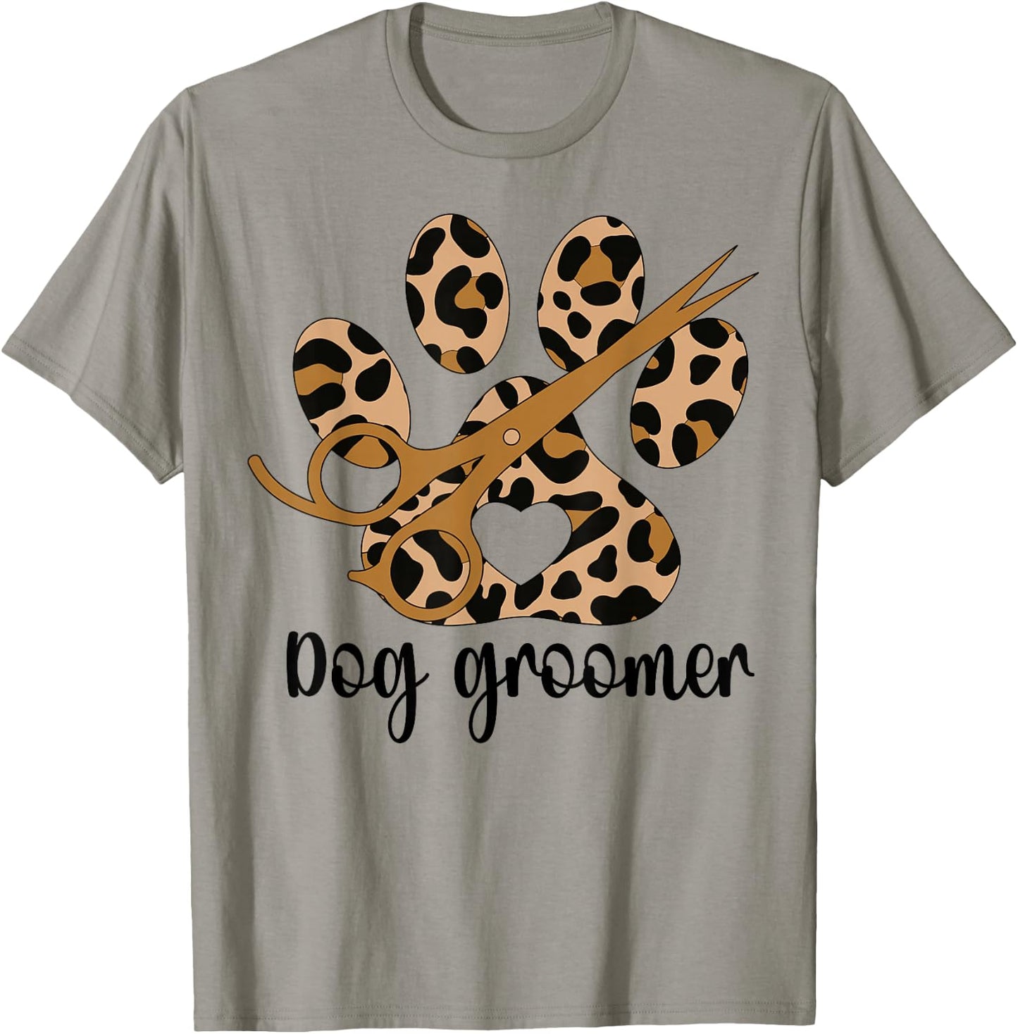Dog Groomer Leopard Dog Grooming T-Shirt - T-Shirt | Sand