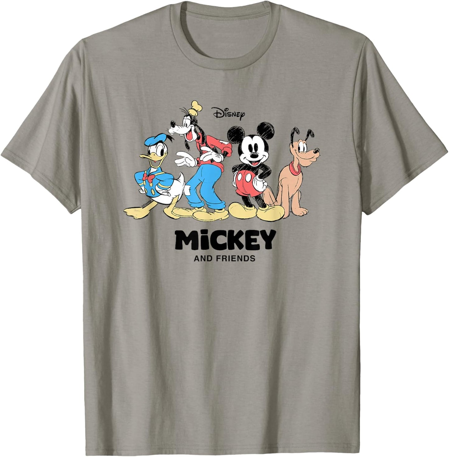 Disney Mickey and Friends Donald Goofy Pluto Lineup Retro T-Shirt - T-Shirt | Sand