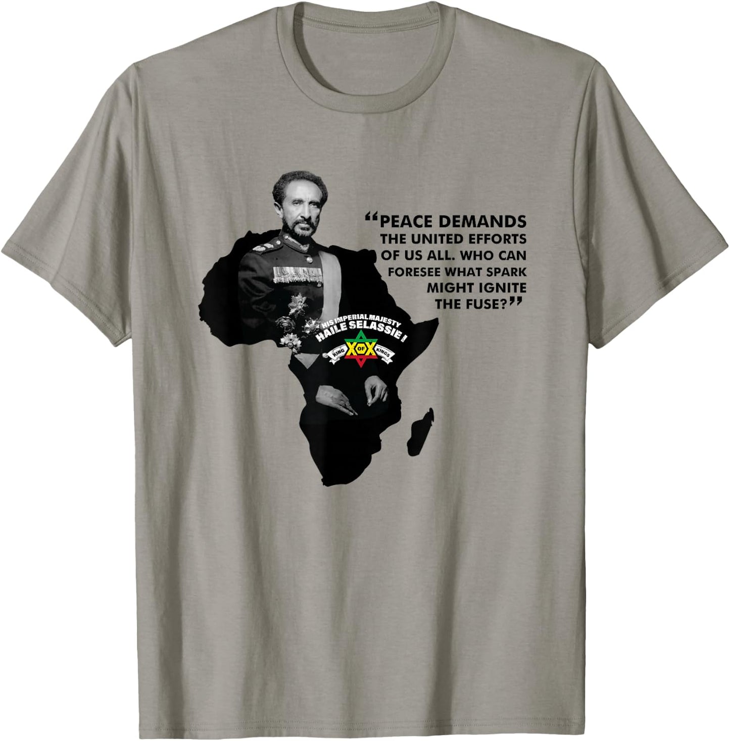 Haile Selassie Quote - Peace Demands T-Shirt - T-Shirt | Sand