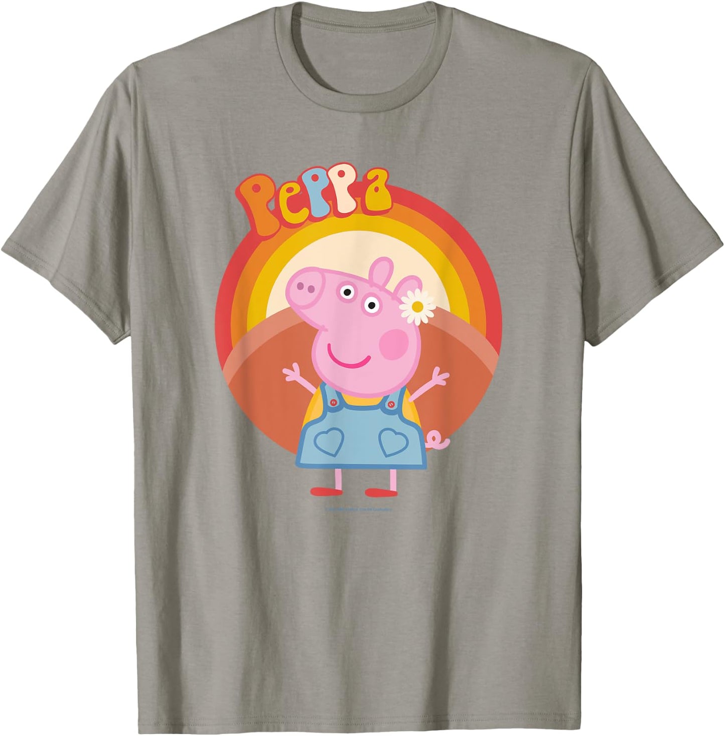 Peppa Pig Overalls Outfit Retro Font Logo , blue T-Shirt - T-Shirt | Sand