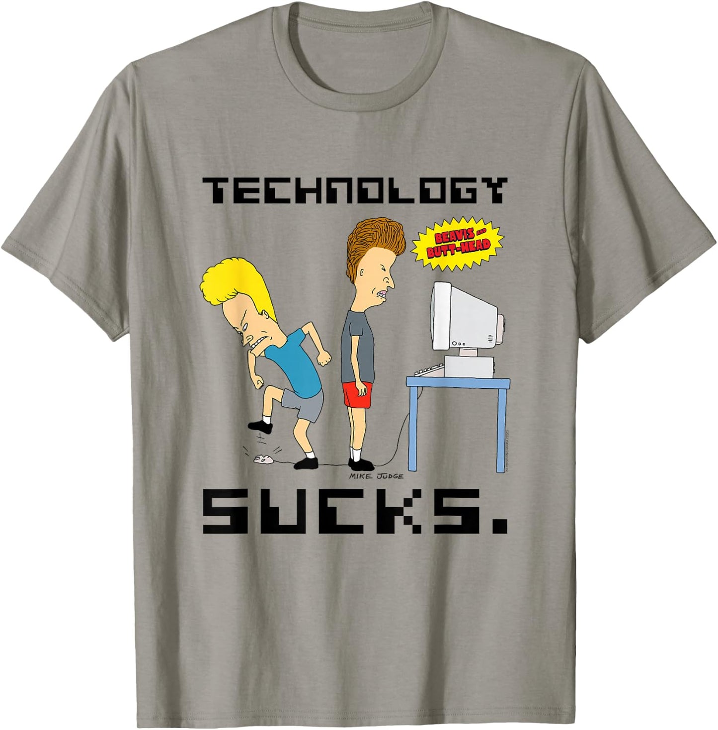Beavis and Butt-Head Technology is Scheiße , gray, s T-Shirt - T-Shirt | Sand