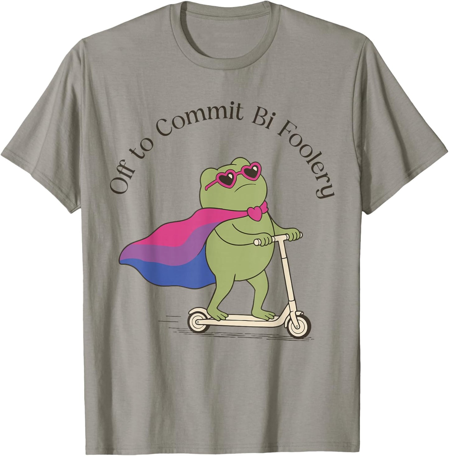 Frog Scooter Gay Pride Month LGBTQ Off to Commit Bi Foolery T-Shirt - T-Shirt | Sand
