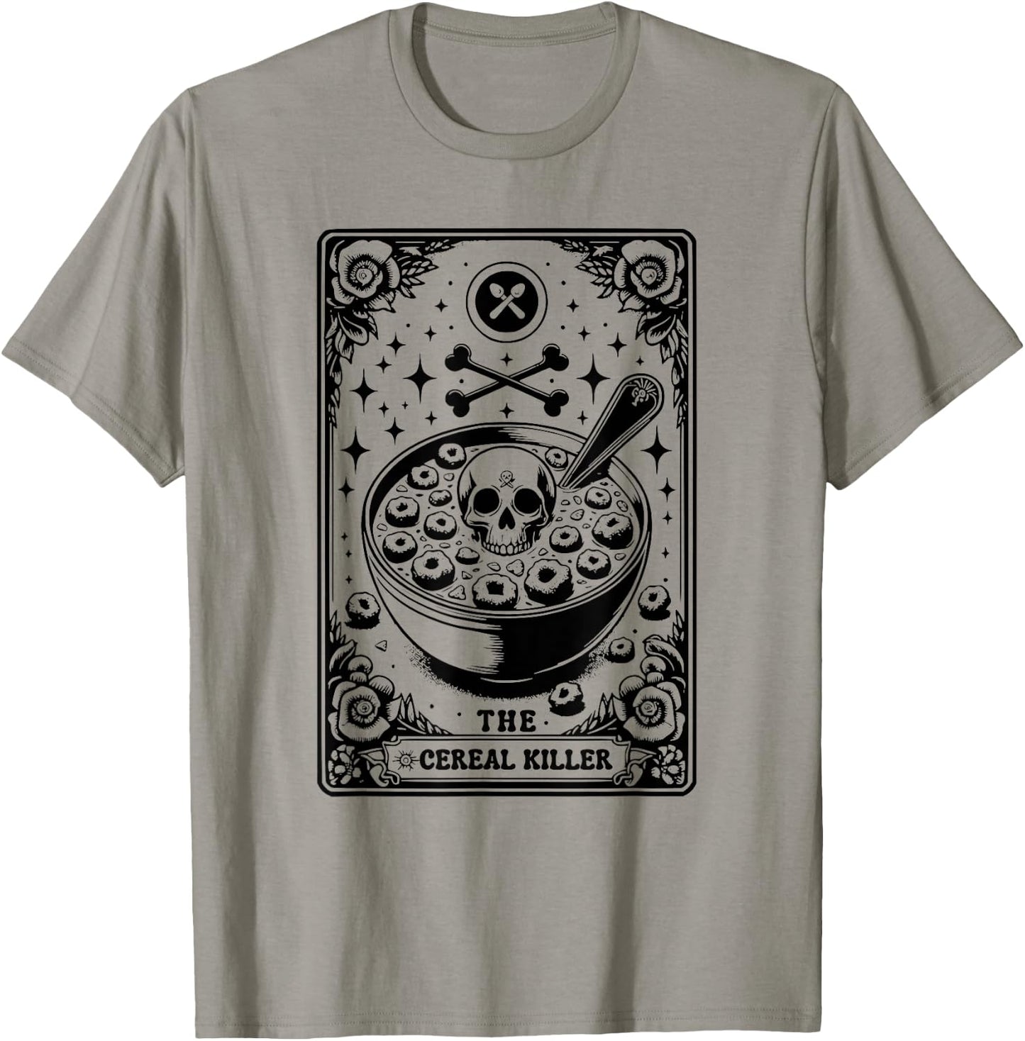 Cereal Killer Breakfast Cereal Bowl Cereals Skull Tarot Card T-Shirt - T-Shirt | Sand