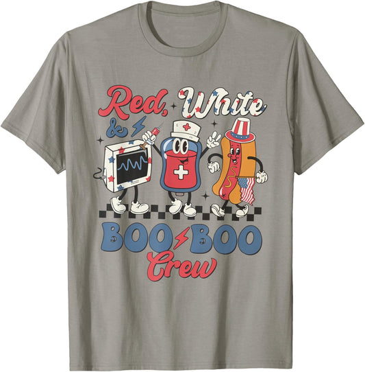Retro Red White Boo Boo Crew 4th of July ER Emergency Room Men T-Shirt - T-Shirt | Sand