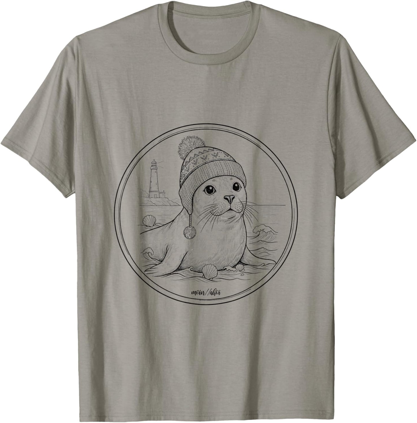 Robbe mit Mütze Nordsee Motiv Maritim Küste Geschenk T-Shirt - T-Shirt | Sand