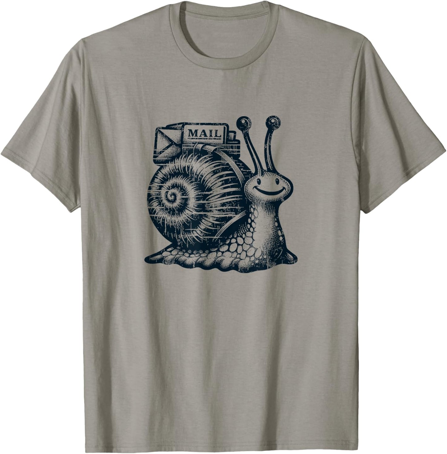 "Snail Mail" Whimsical Postman Snail T-Shirt - T-Shirt | Sand