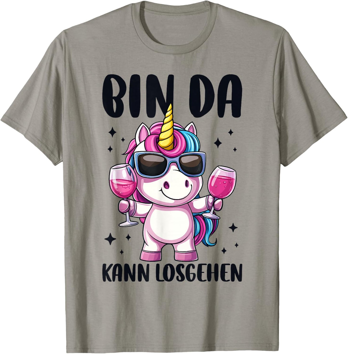 Bin Da Kann Losgehen Unicorn , White, S T-Shirt - T-Shirt | Sand