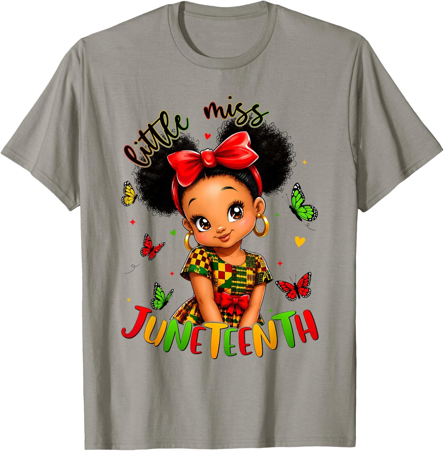 Little Miss Juneteenth Black African June 19th Kids Girls T-Shirt - T-Shirt | Sand