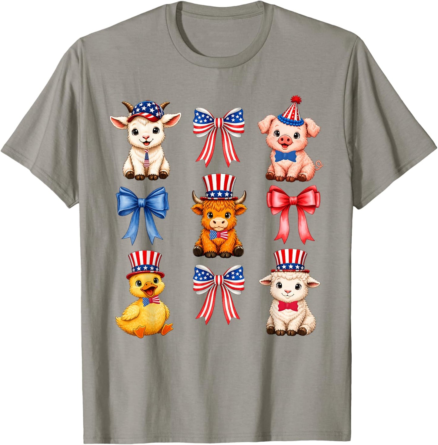 Cute 4th of July Patriotic Baby Farm Animals Lovers T-Shirt - T-Shirt | Sand
