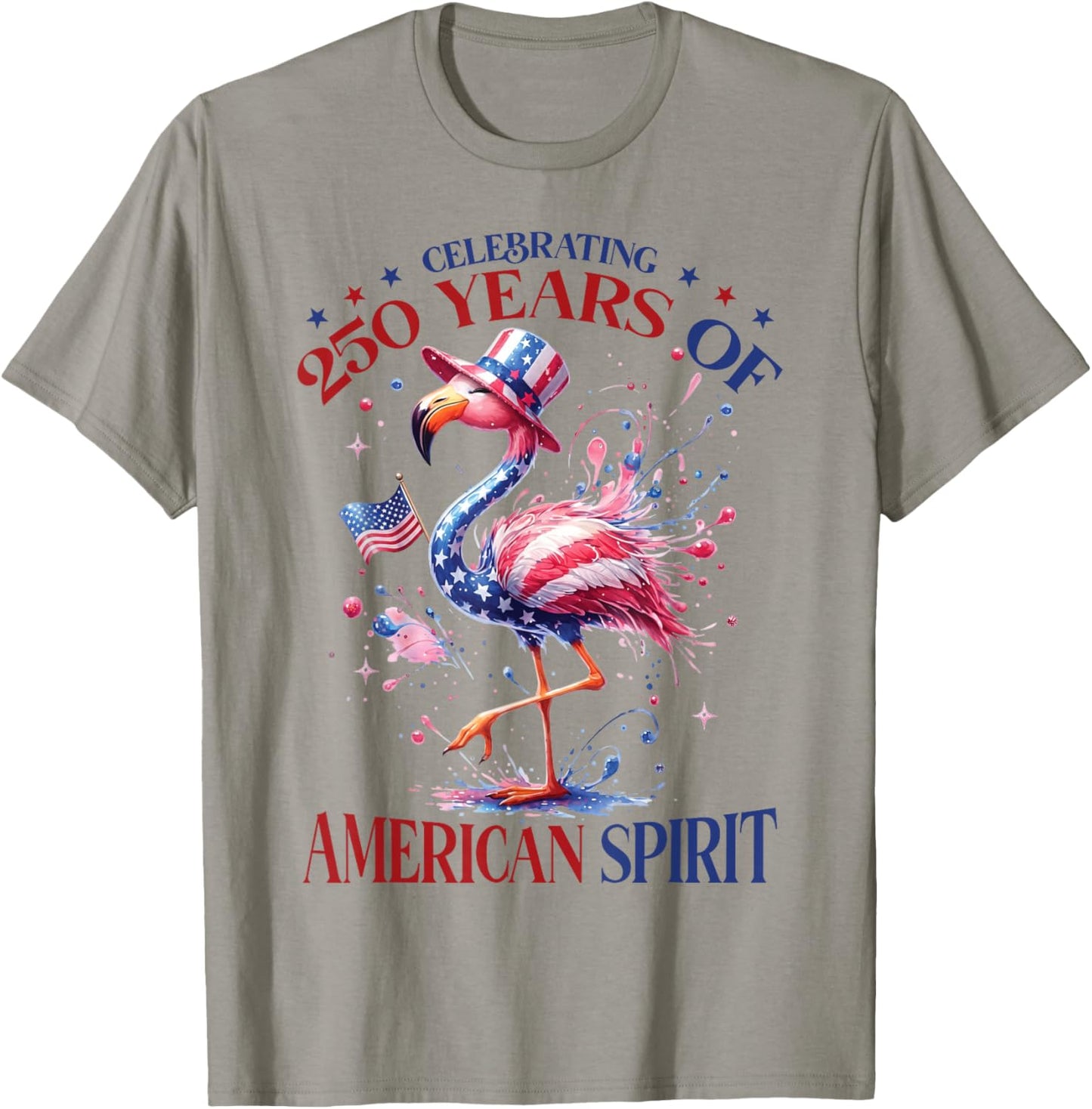 Patriotic Flamingo 250 Years American Spirit T-Shirt - T-Shirt | Sand