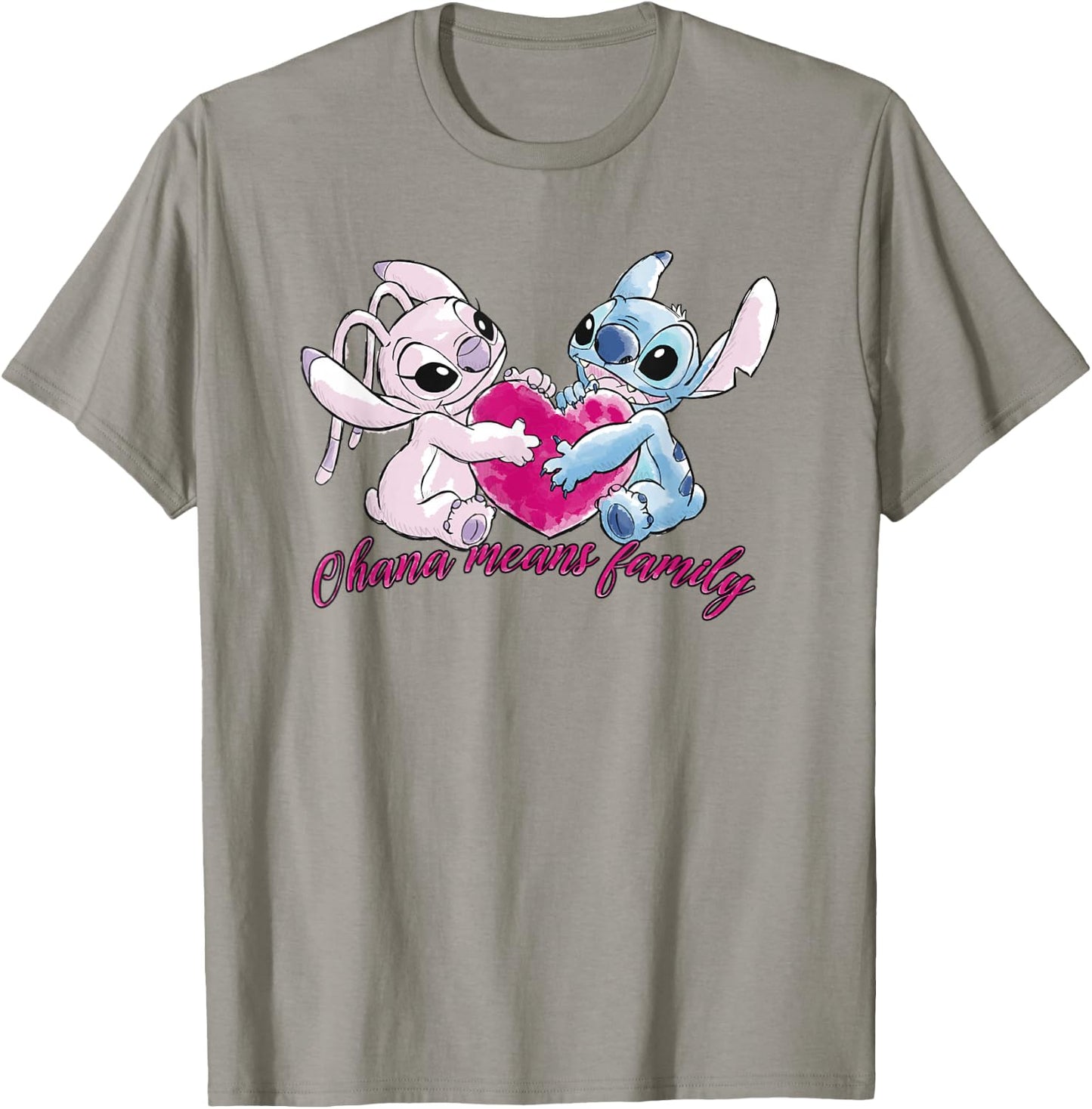Lilo & Stitch Ohana Heart With Angel T-Shirt - T-Shirt | Sand