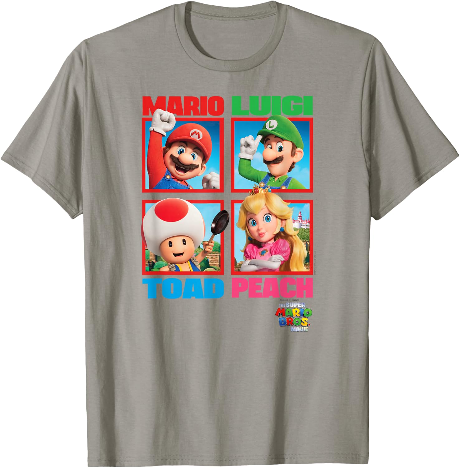 The Super Mario Bros. Movie Mario Peach Toad Luigi Poster , White T-Shirt - T-Shirt | Sand