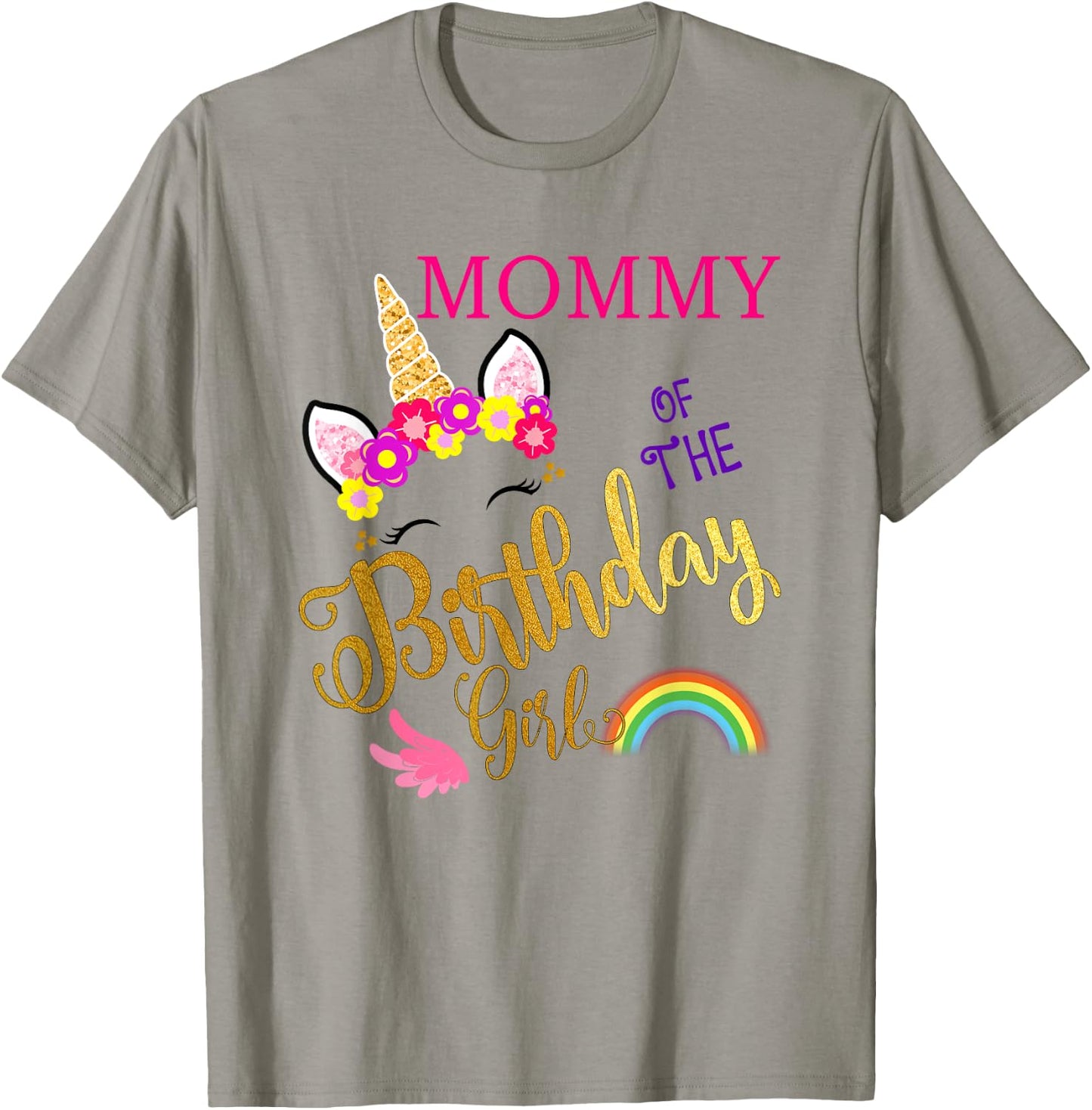 Mommy of The Birthday for Girl Mom Unicorn First Birthday T-Shirt - T-Shirt | Sand