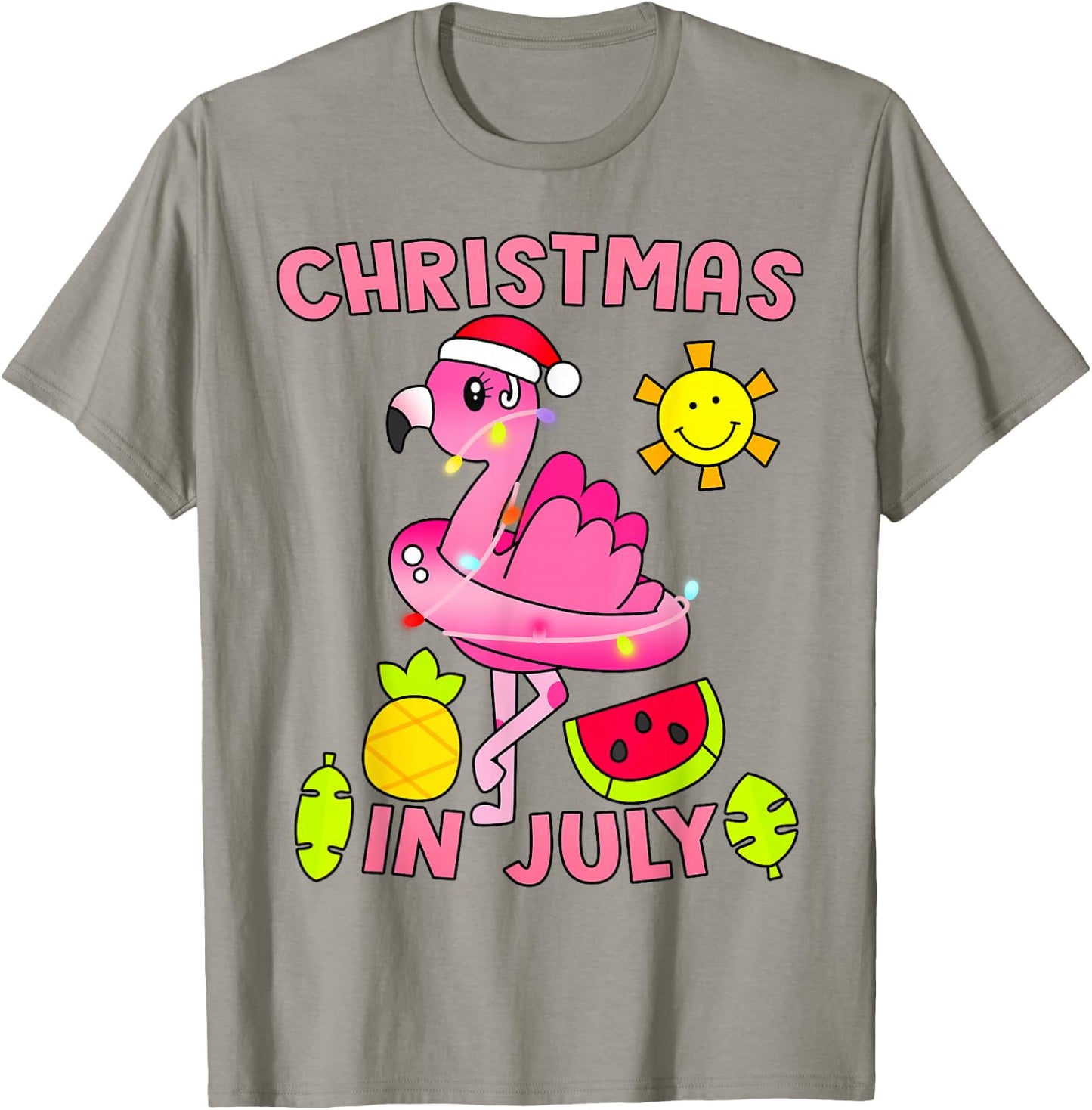 Christmas in July Flamingo Beach Summer Christmas in July T-Shirt - T-Shirt | Sand