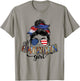 All American Girls Messy Bun Leopard 4th of July Flag T-Shirt - T-Shirt | Sand