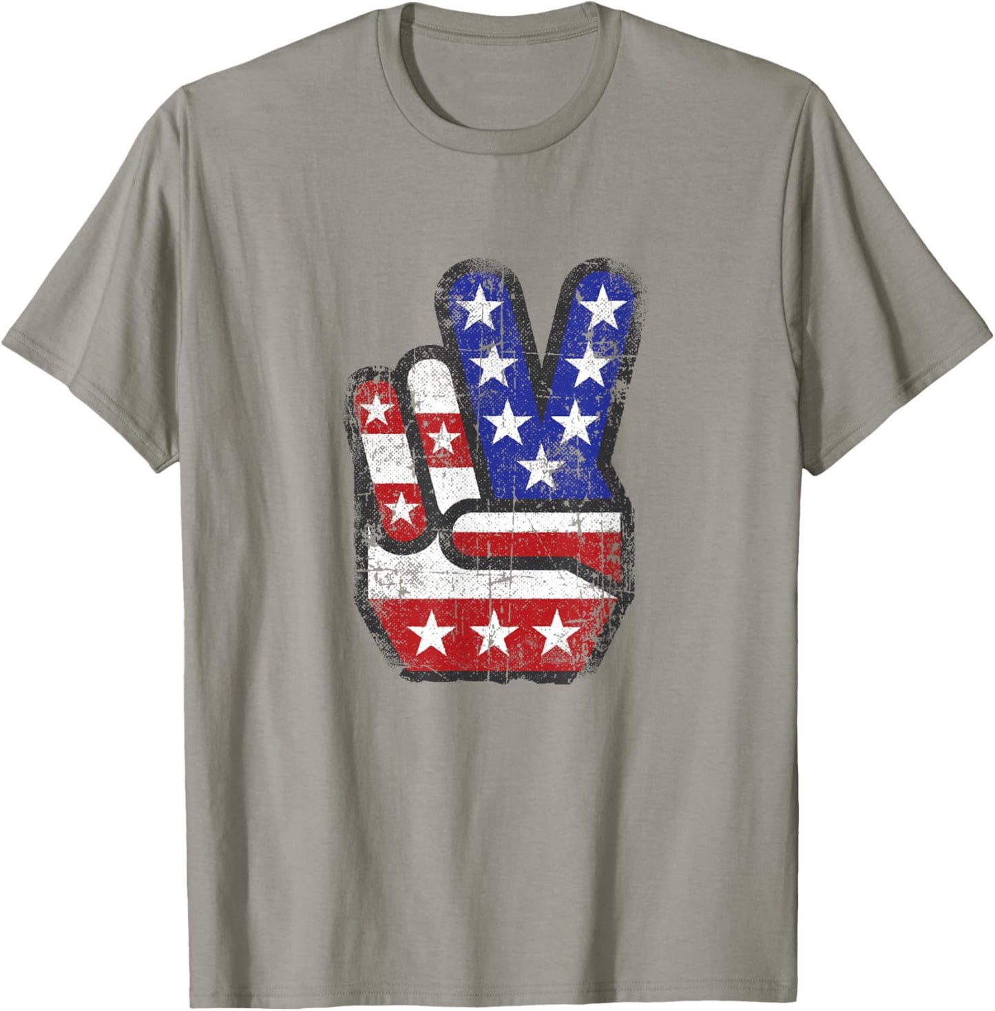 Fourth 4th of July Shirt American Flag Peace Sign Hand T-Shirt - T-Shirt | Sand