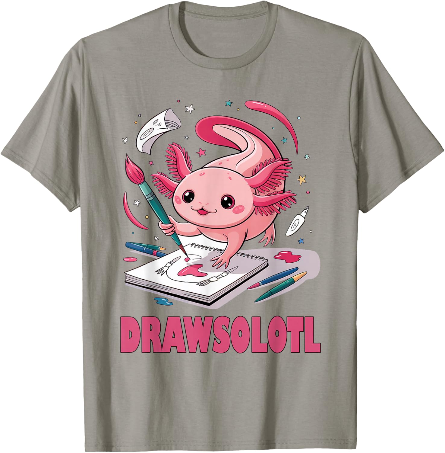 Drawsolotl Cute Axolotl Drawing Lover Girls Kids T-Shirt - T-Shirt | Sand