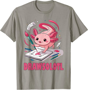 Drawsolotl Cute Axolotl Drawing Lover Girls Kids T-Shirt - T-Shirt | Sand