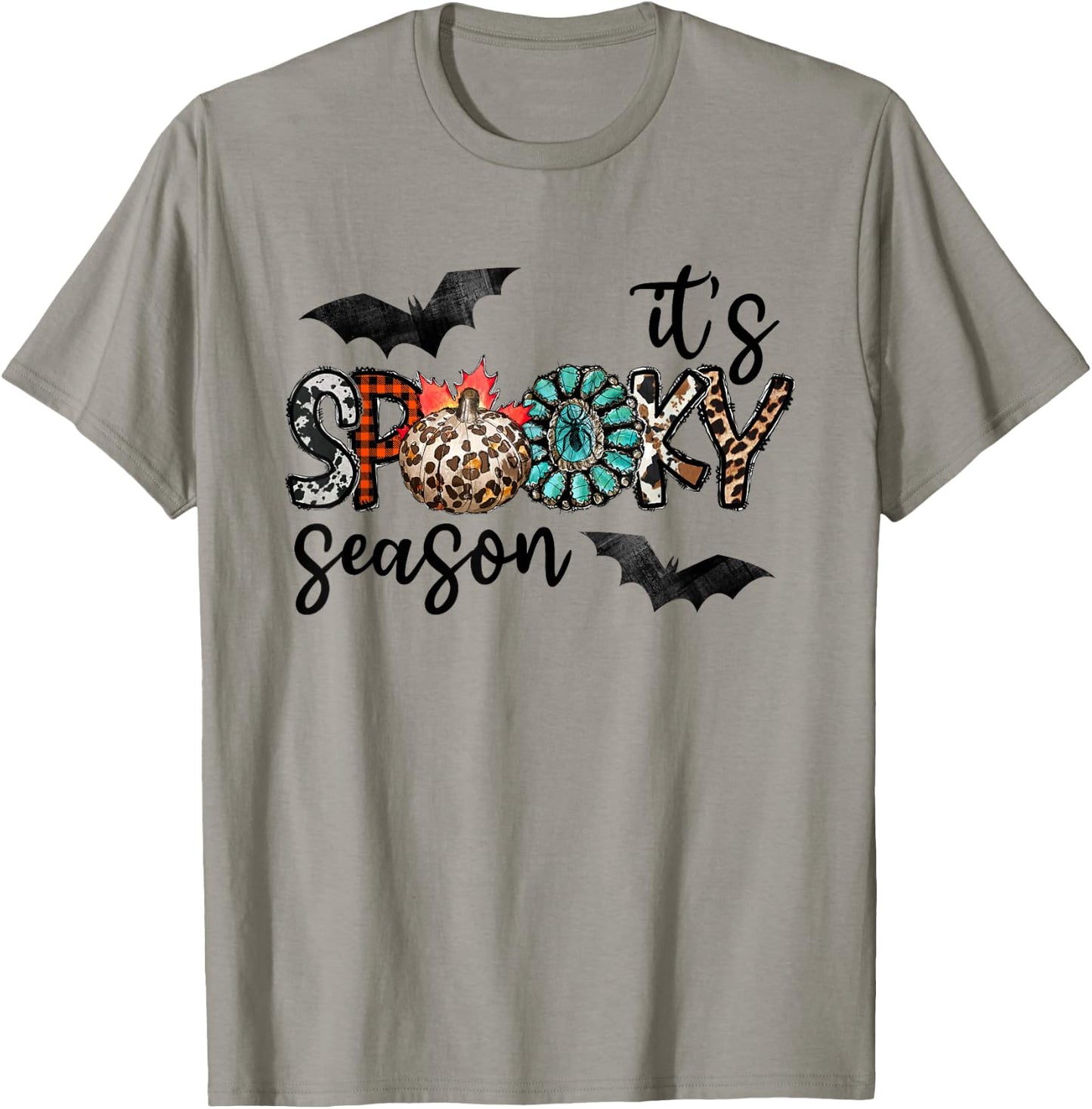 It's Spooky Season Pumpkin Leopard T-Shirt - T-Shirt | Sand