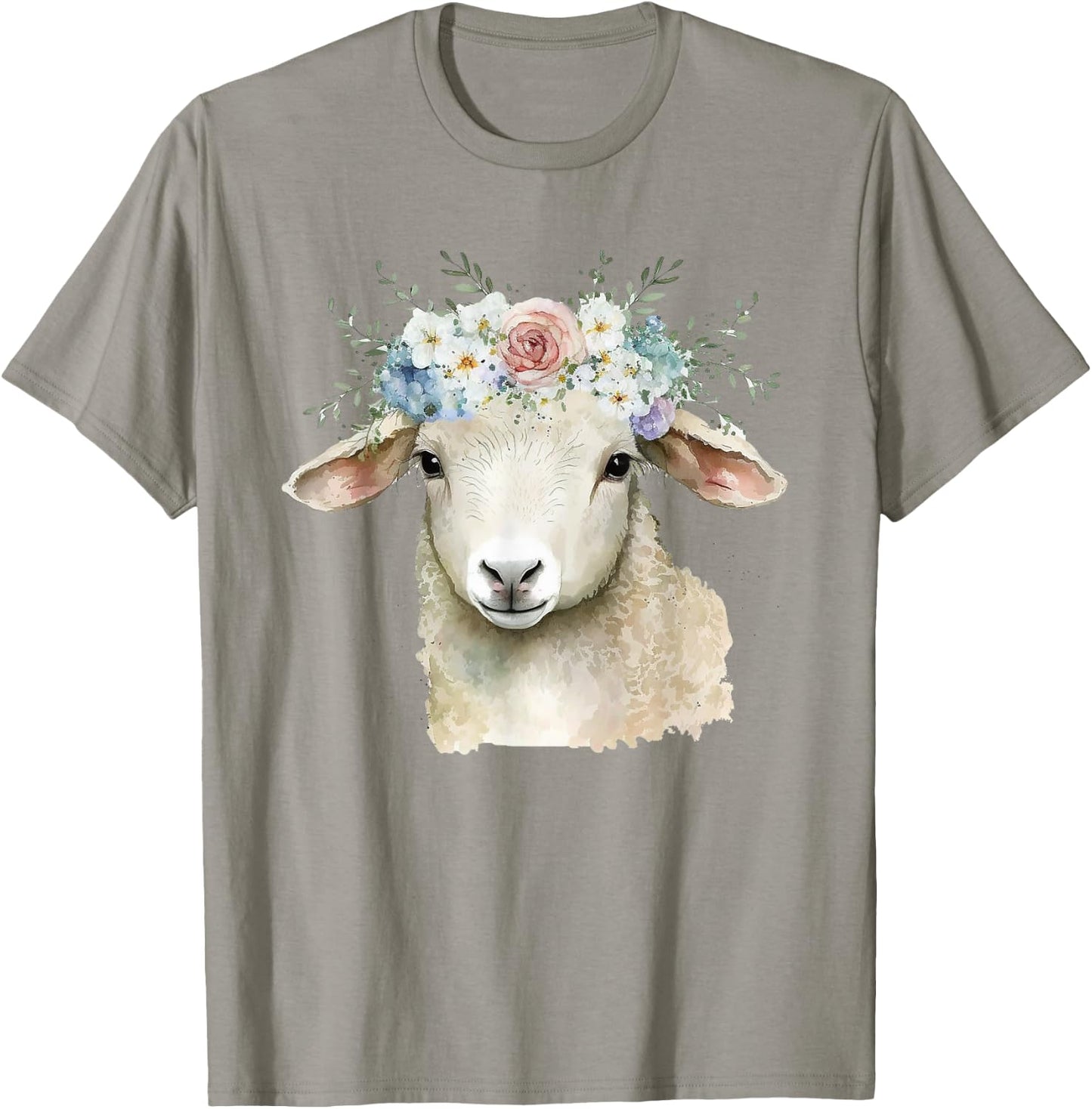 Easter Lamb Floral Flower Crown For Girls Women Spring T-Shirt - T-Shirt | Sand