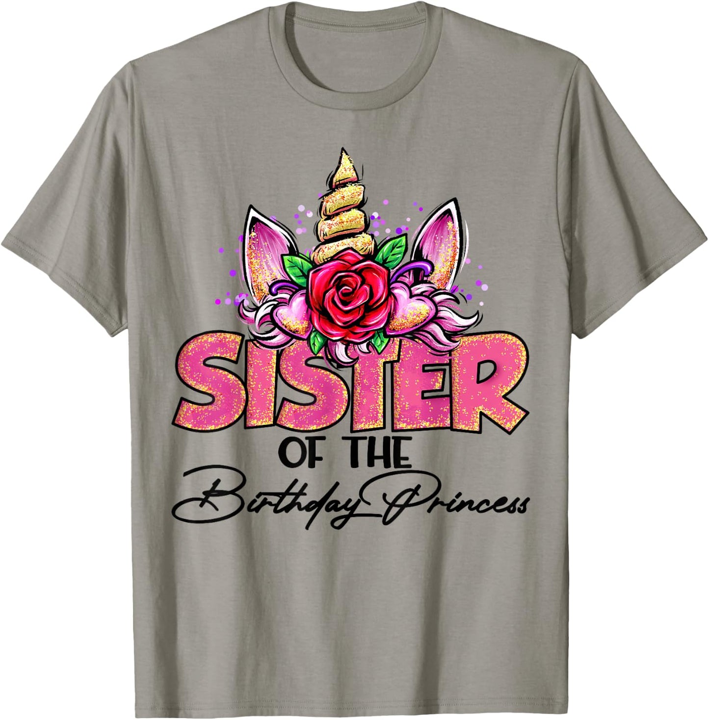 Sister of the Birthday Princess Unicorn Matching Family T-Shirt - T-Shirt | Sand