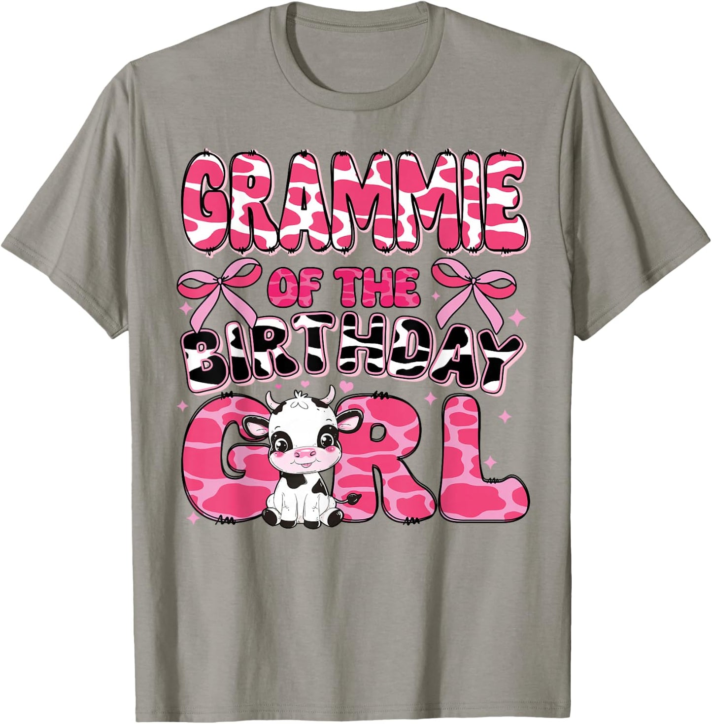 Grammie of the Birthday Girl Cow Farm 1st Birthday Family T-Shirt - T-Shirt | Sand