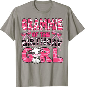 Grammie of the Birthday Girl Cow Farm 1st Birthday Family T-Shirt - T-Shirt | Sand
