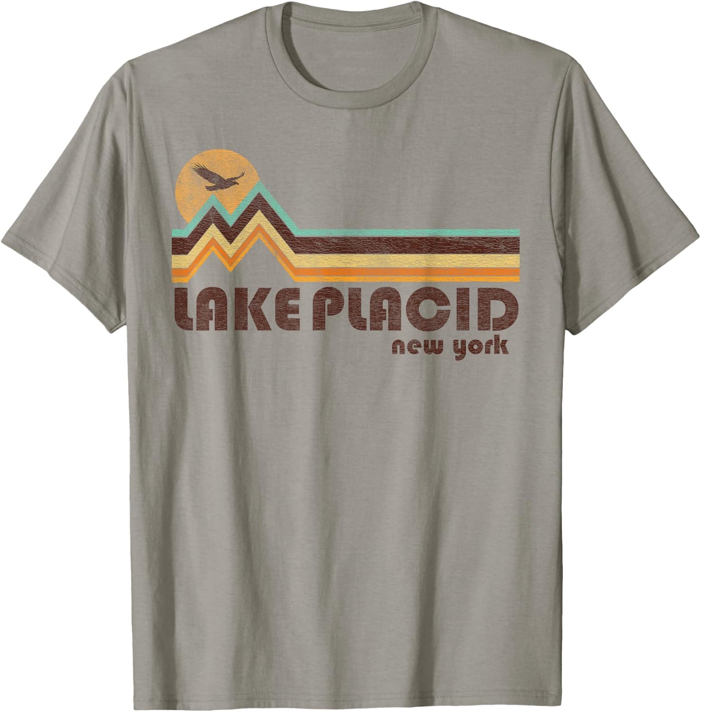 Lake Placid New York NY 70s 80s Retro Style Vintage Souvenir T-Shirt - T-Shirt | Sand