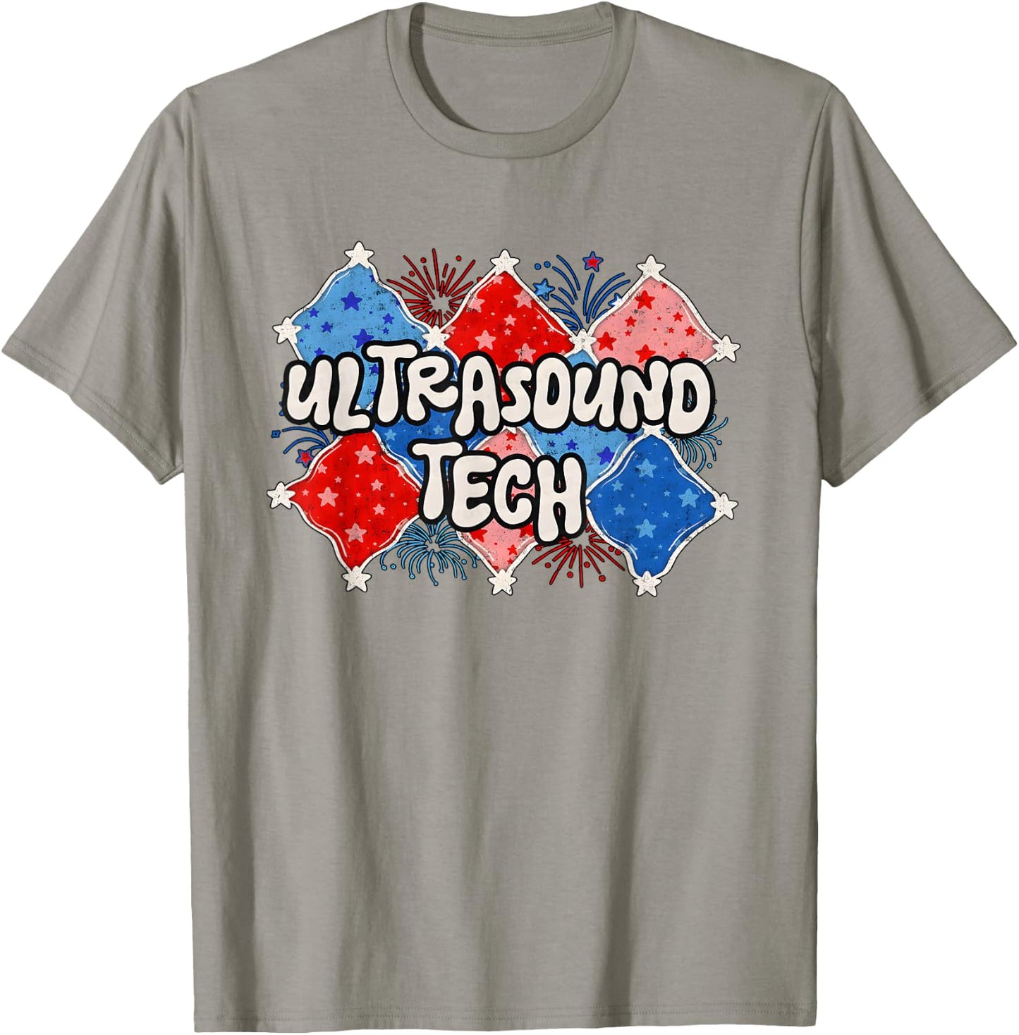 Retro 4th of July Ultrasound Tech OB MFM Sonographer T-Shirt - T-Shirt | Sand