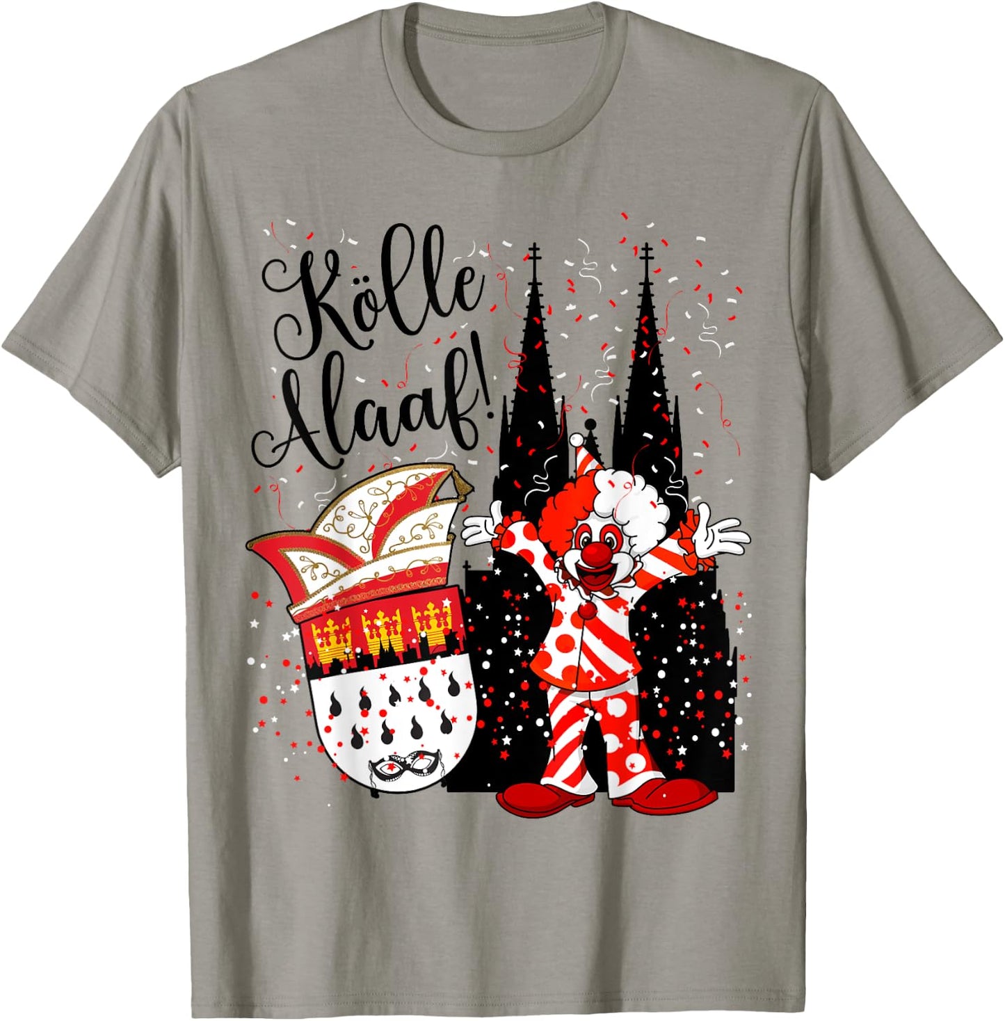 Cologne Cathedral Clown Cologne Alaaf Confetti Carnival Fashion Parade , White T-Shirt - T-Shirt | Sand