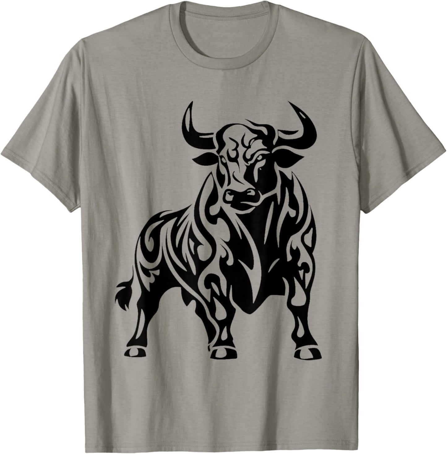 Wild and Mighty Bull - Majestic Pattern , grey, S T-Shirt - T-Shirt | Sand