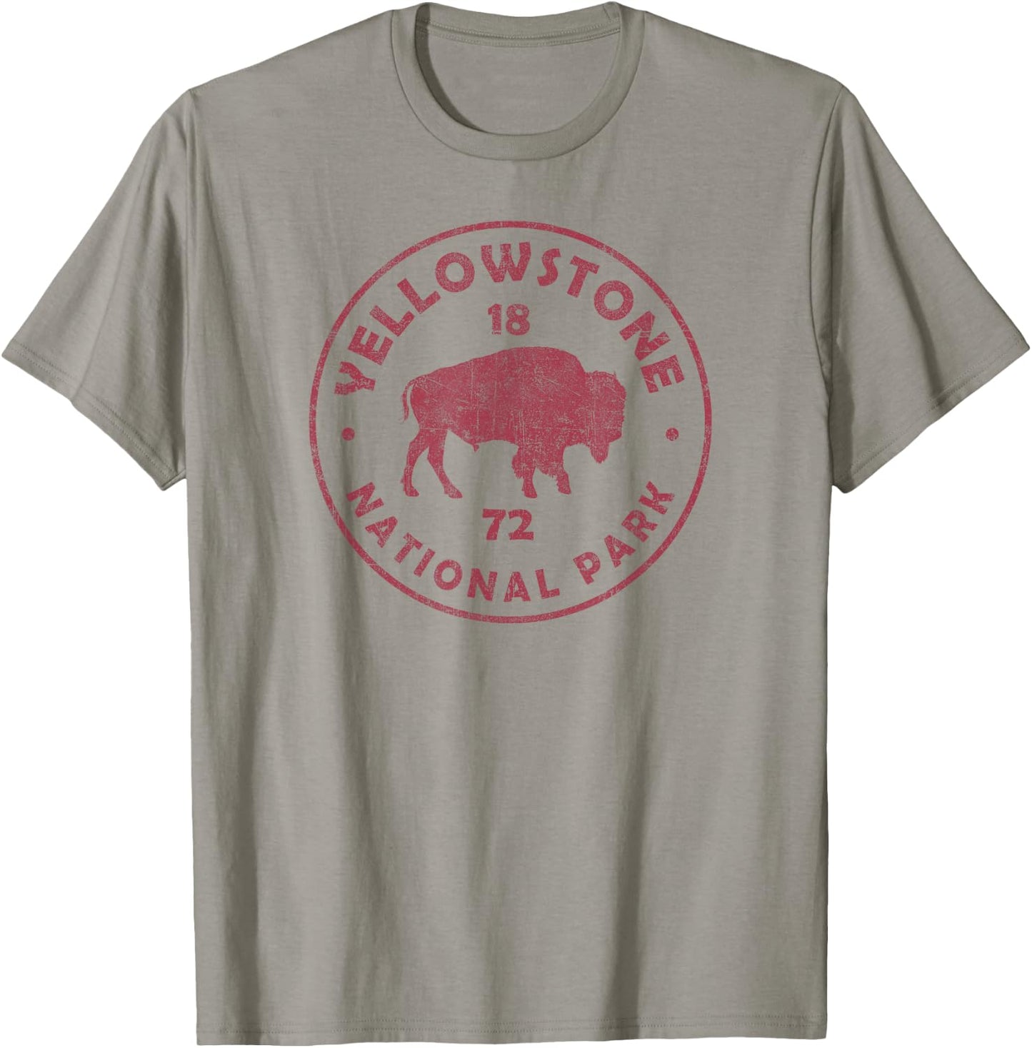Retro Bison Yellowstone National Park 1872 Hiking Souvenir T-Shirt - T-Shirt | Sand