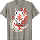 Japan Anime Kitsune Kumiho Fox Mask Samurai , gray T-Shirt - T-Shirt | Sand