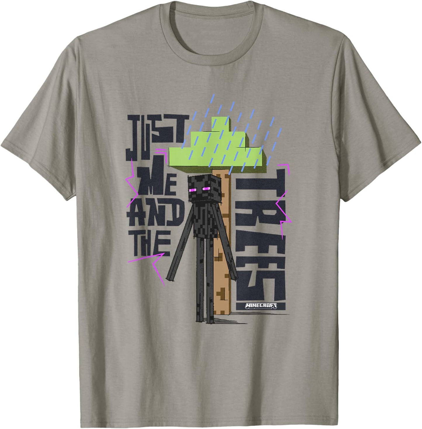 Minecraft Just Me and The Trees Enderman Covering from Rain T-Shirt - T-Shirt | Sand