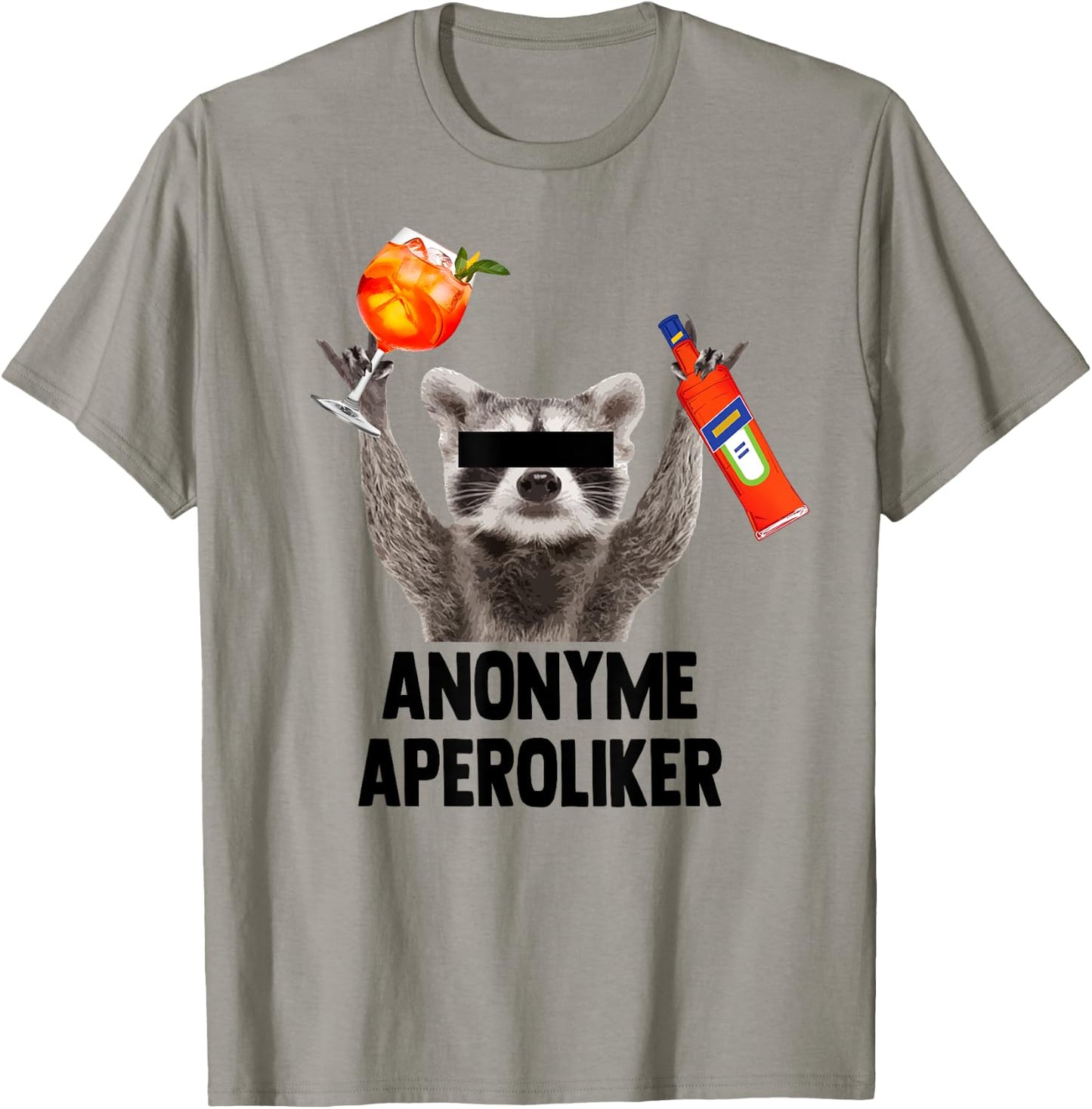Anonymous Aperolics X Raccoon Meme Racoon X Pedro Spritz , White T-Shirt - T-Shirt | Sand