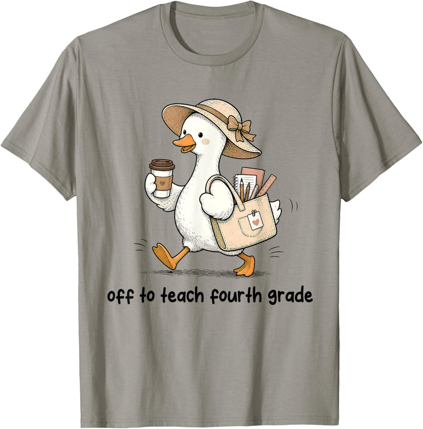 Funny Back to School Off to Teach Fourth Grade Teacher Goose T-Shirt - T-Shirt | Sand