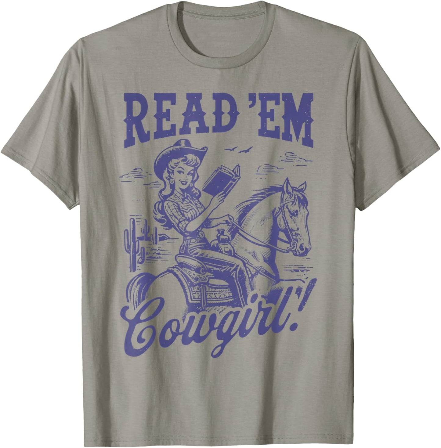 Read 'Em Western Cowgirl Bookish Reader T-Shirt - T-Shirt | Sand