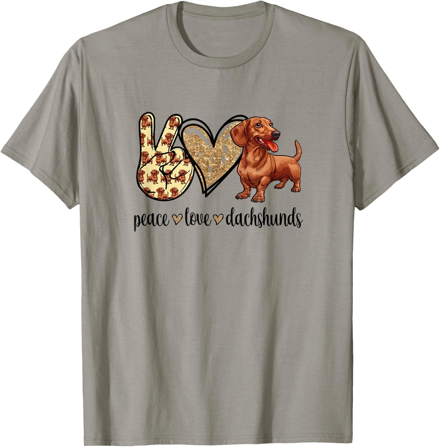 Funny Girls Peace Love Dachshunds Lover T-Shirt - T-Shirt | Sand